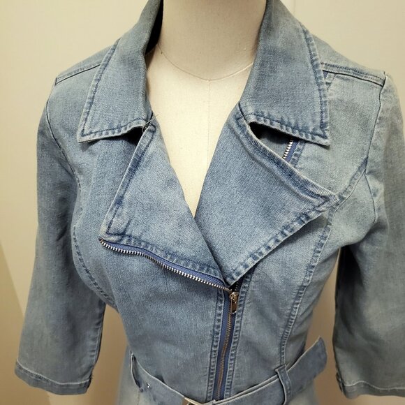 Venus Zipper, Belted at Waist Denim Dress, Size 6 (Sz 6) - Picture 1 of 11